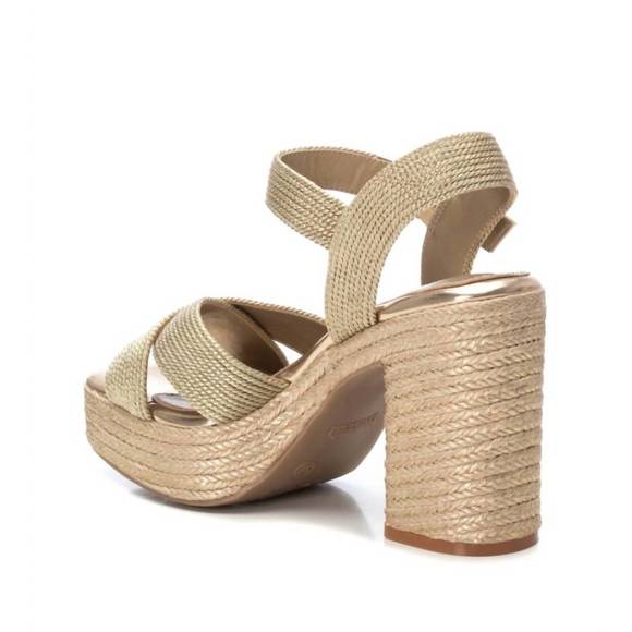 NEW XTI women's heeled jute platform sandals in gold - Picture 3 of 4
